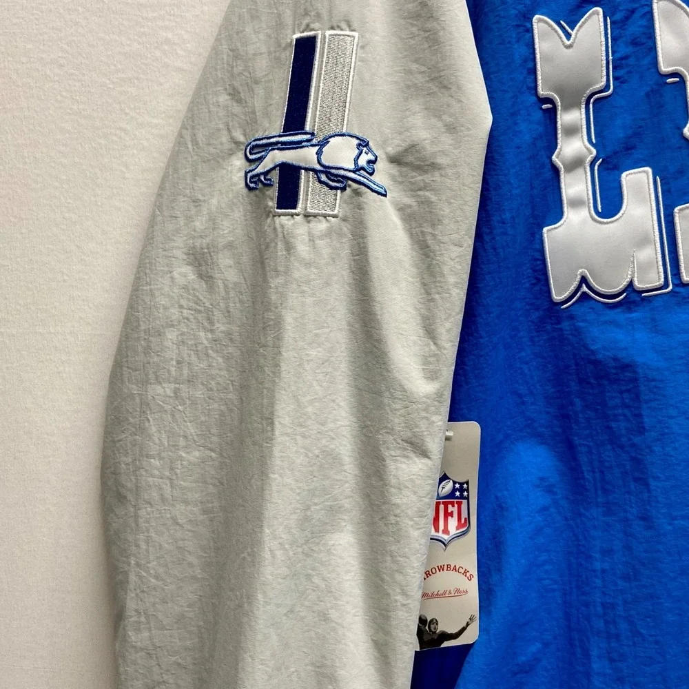 Detroit‎ Lions NFL Jacket Large Blue LS LW Pullover Football Throwback M & N NWT